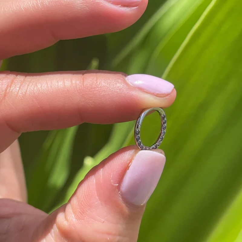 Purple sapphires Cartlige Helix Rook Septum Clicker Conch Daith Hoop Jewelry 14k Solid Gold