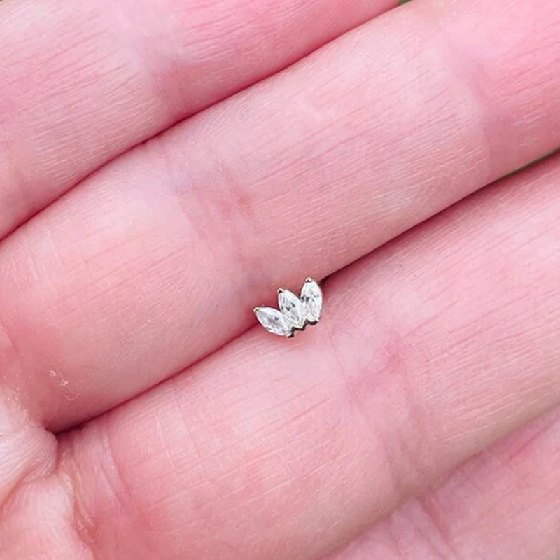 gold flat back lotus stud diamonds tragus