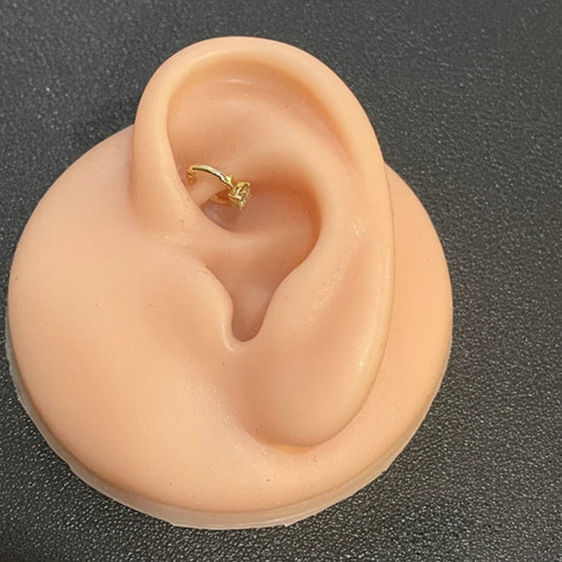 Seam Ring Septum Clicker Daith Helix Conch Rook Hoop With Single Natural Diamonds 14k Gold