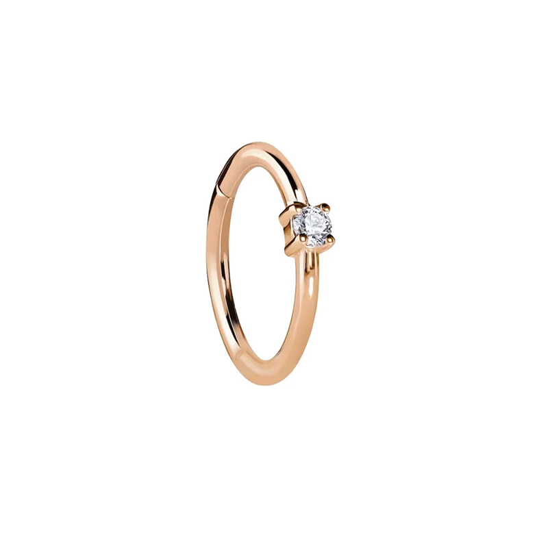 Seam Ring Septum Clicker Daith Helix Conch Rook Hoop With Single Natural Diamonds 14k Gold