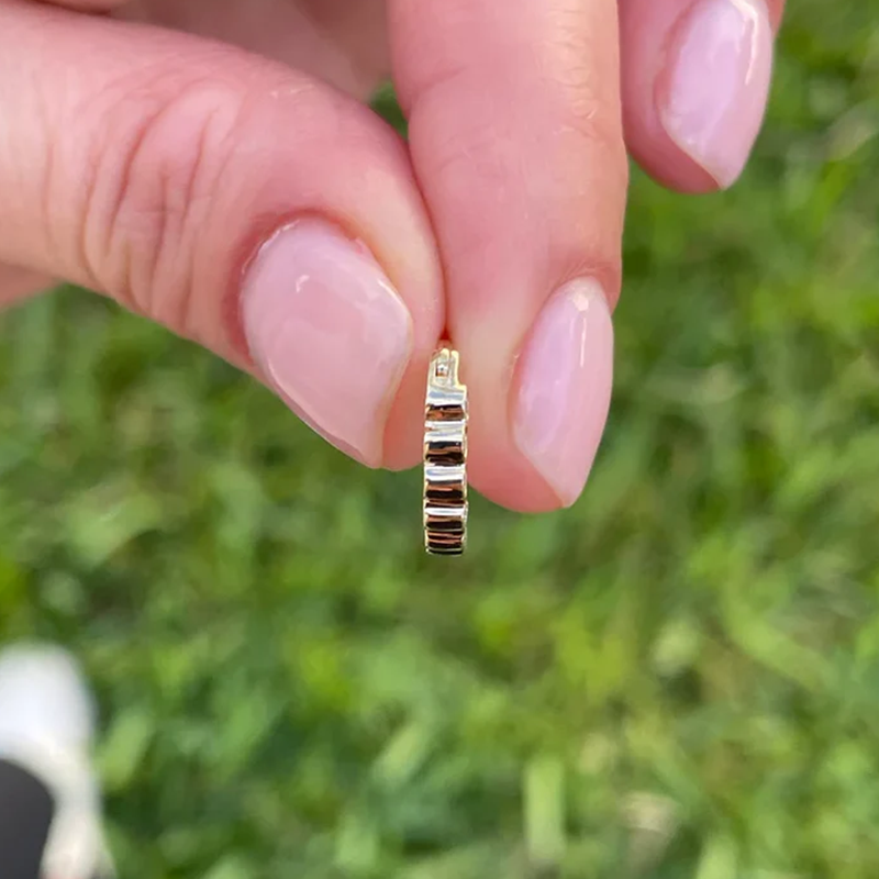 Septum and Ear Clicker Daith Hinged Hoop With 2mm Genuine Diamonds Bezel Setting 14k Solid Gold