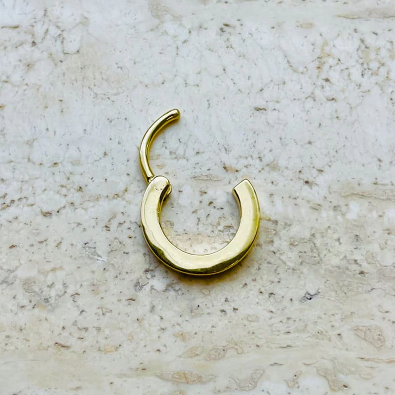 Squared Helix and Septum Clicker Conch Daith Hoop With Natural Diamonds 14k Gold