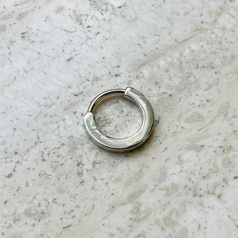 Squared Helix and Septum Clicker Conch Daith Hoop With Natural Diamonds 14k Gold