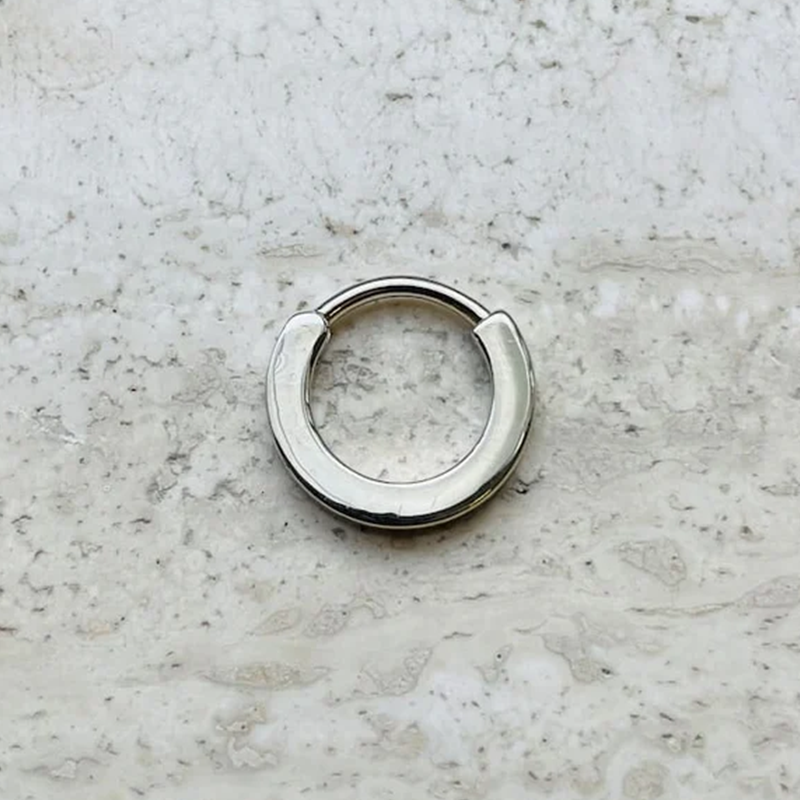 Squared Helix and Septum Clicker Conch Daith Hoop With Natural Diamonds 14k Gold