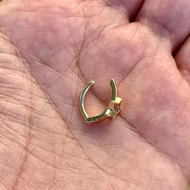 Star 14k Gold Belly Button Ring Navel Ring Clicker Solid Gold Piercing Jewely With Genuine Diamonds