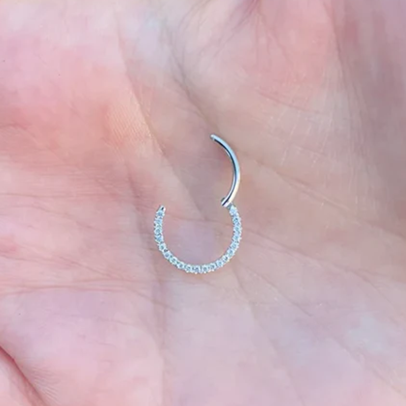 Seam Ring Nose Ring Septum Clicker Daith Hoop With Natural Diamonds 14k Gold