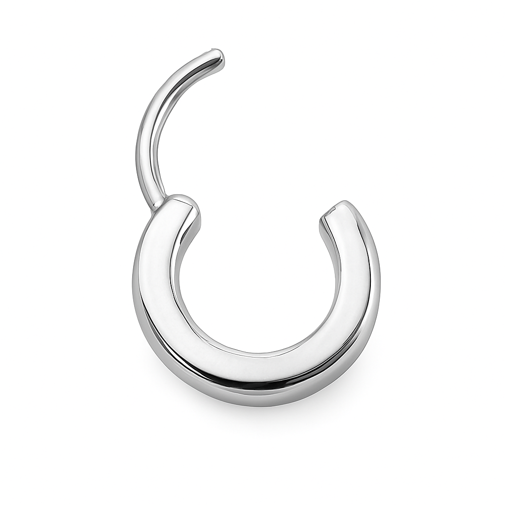 Squared Helix and Septum Clicker Conch Daith Hoop With Natural Diamonds 14k Gold