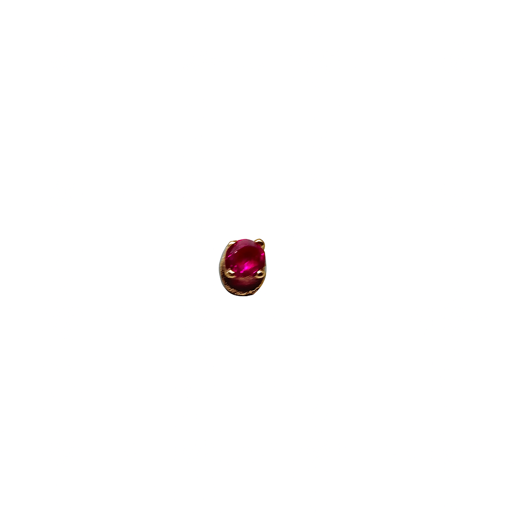 Internally Treaded Labret Monreo Stud 18g With 3mm Genuine Ruby 14K Solid Yellow Gold