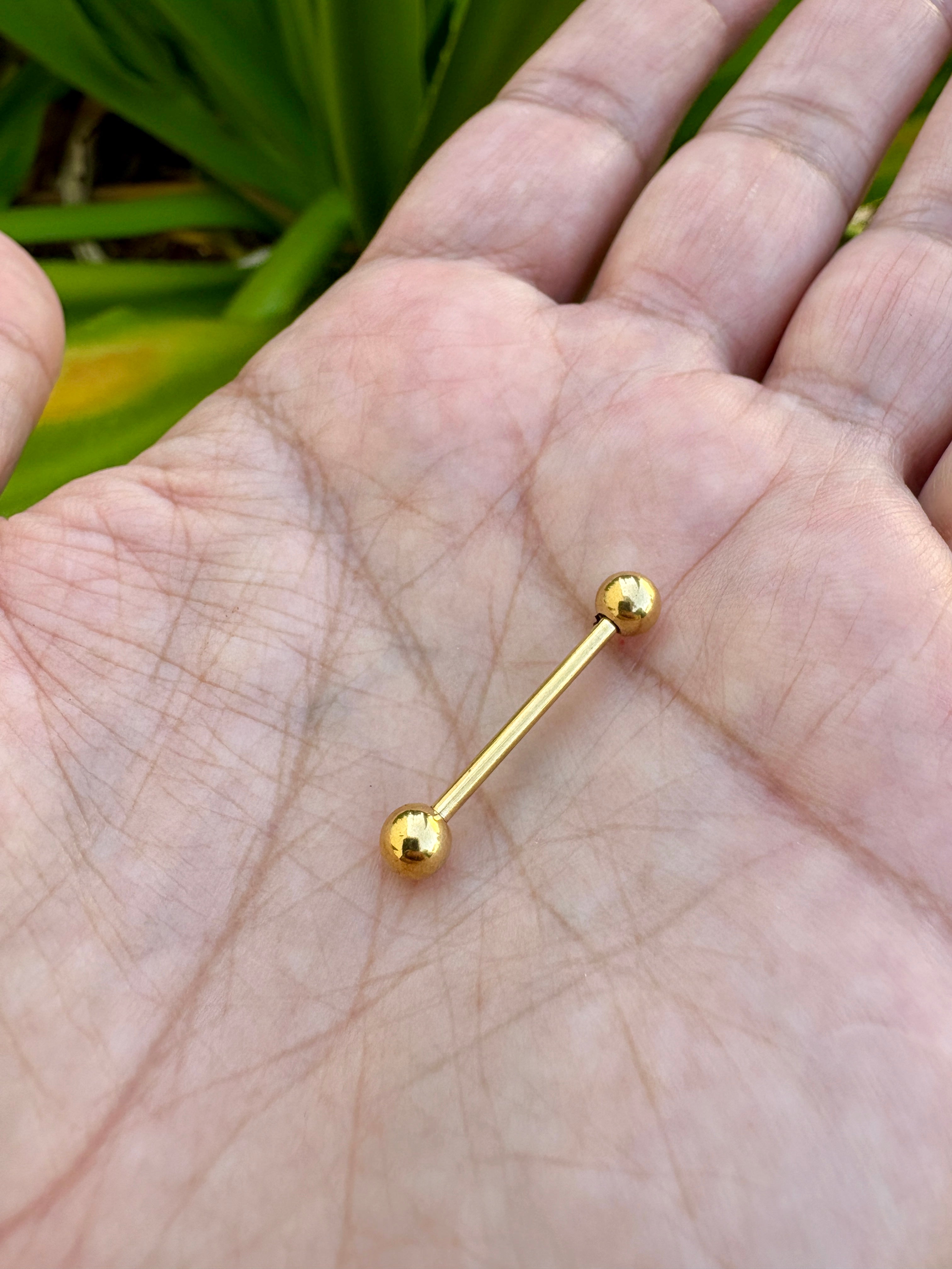 14k gold tongue ring barbell nipple bar nipple ring