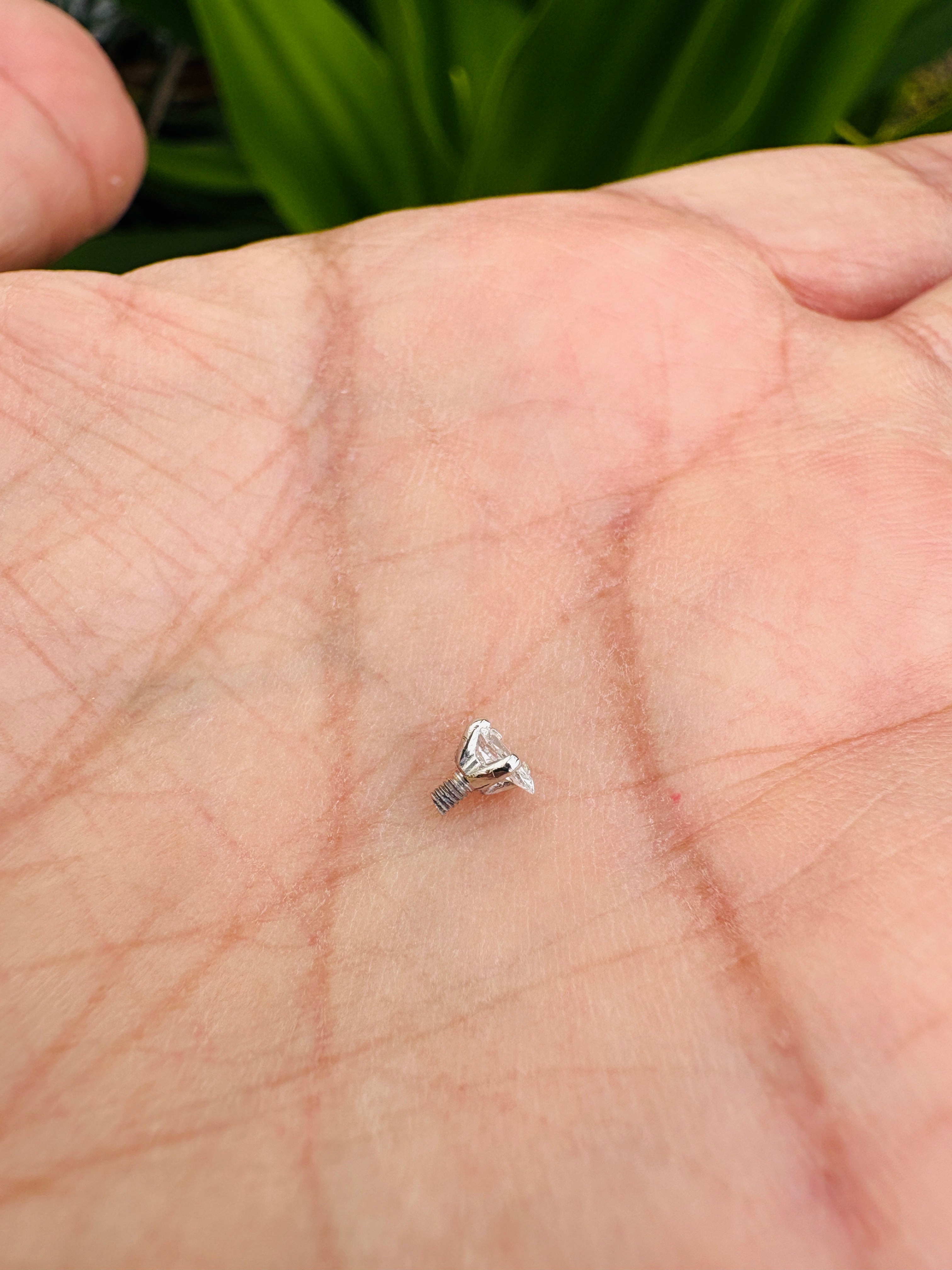 Dermal Top 4mm Pear Shape Natural Diamond Labret Stud 14k Gold Prong Setting