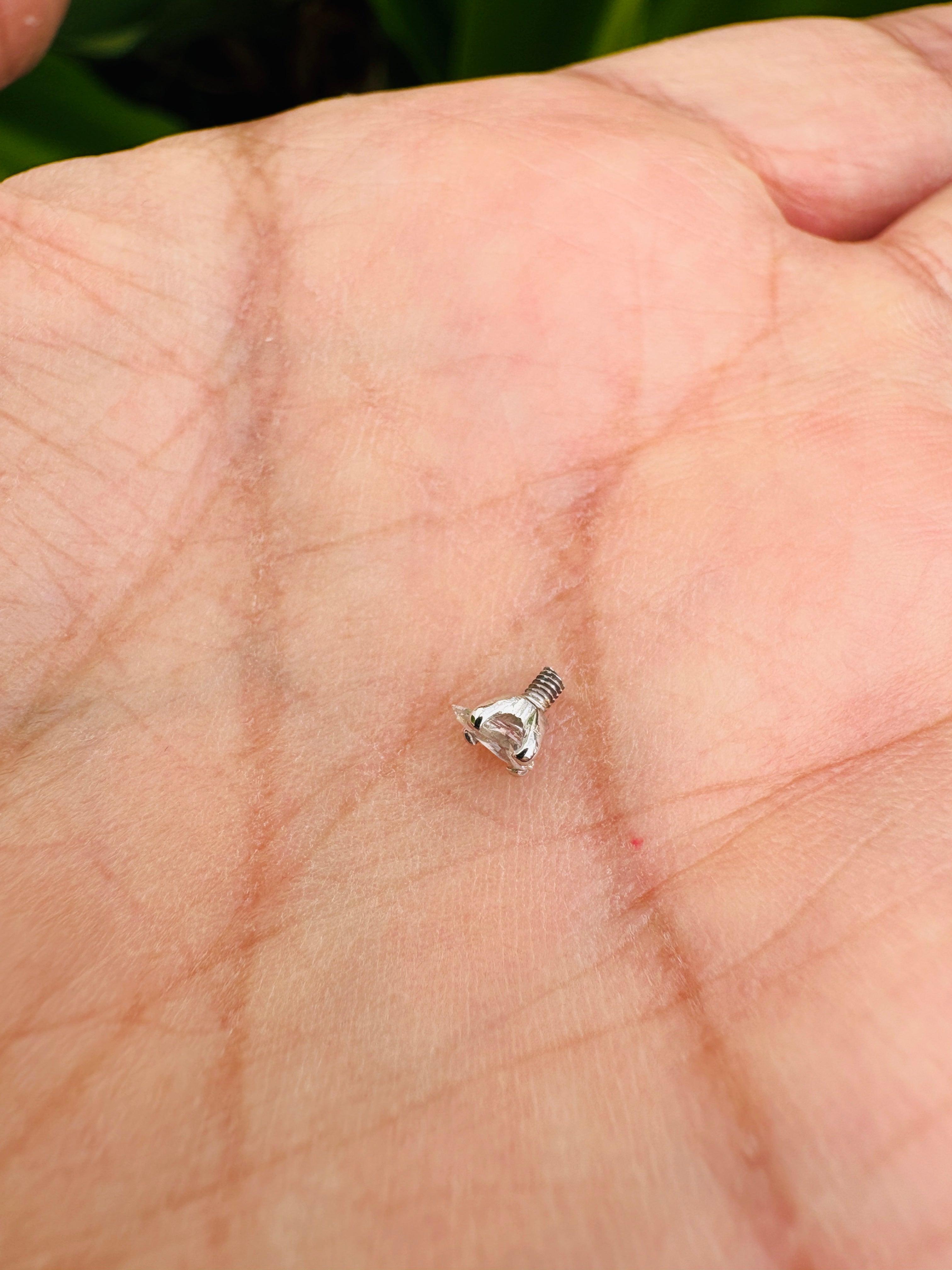 Dermal Top 4mm Pear Shape Natural Diamond Labret Stud 14k Gold Prong Setting